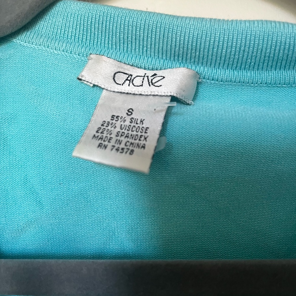 Vintage Cache Turquoise Silk Blend beaded top - Picture 2 of 4